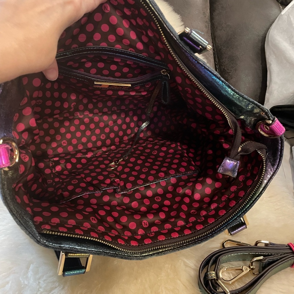 Nicole Lee Denim Tote with Multicolor Handles - Picture 9 of 11